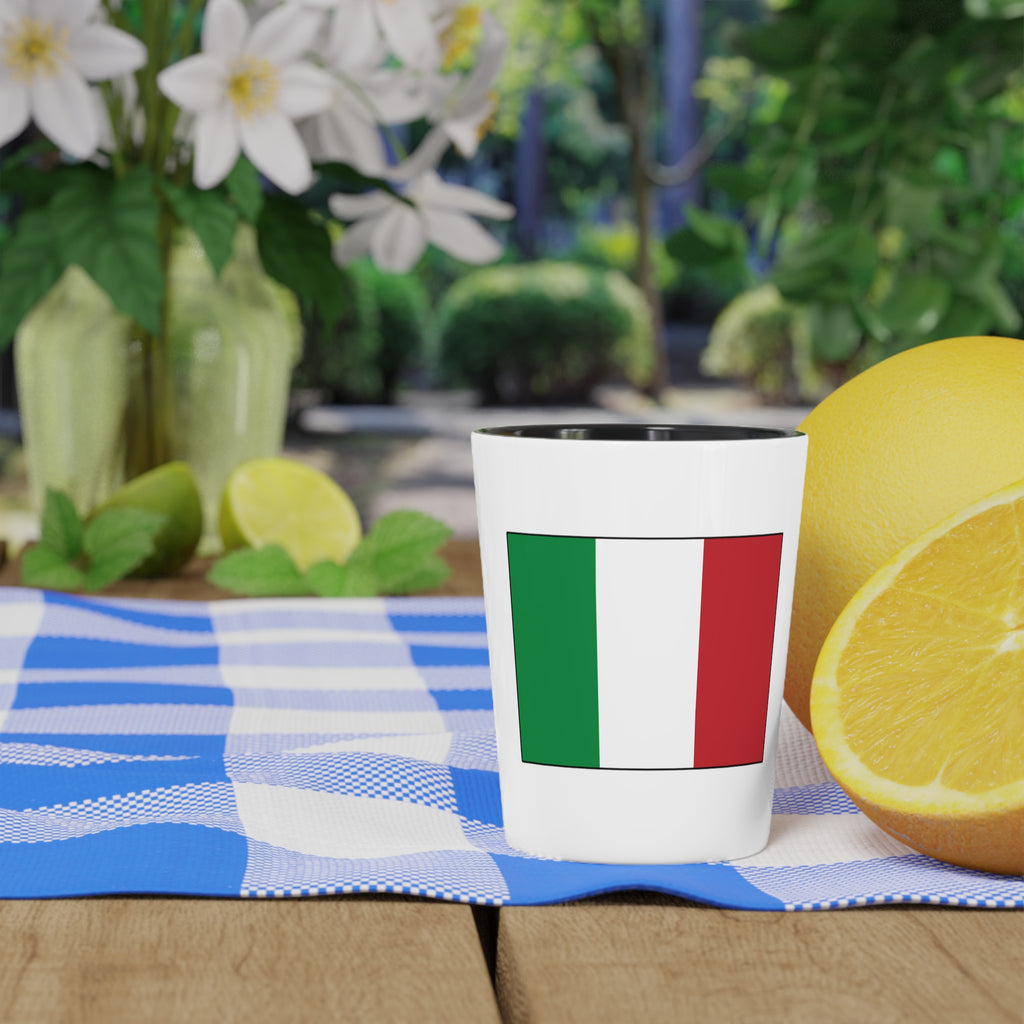 Italy Flag Shot Glass - 2.25" Tall, 1.8" Diameter, Souvenir Collectible Glass