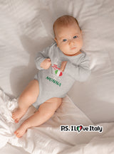God Sent Me Nonna With Heart Long Sleeve Baby Onesie