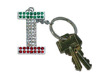 Italian Flag Jeweled Letter "I" Keychain