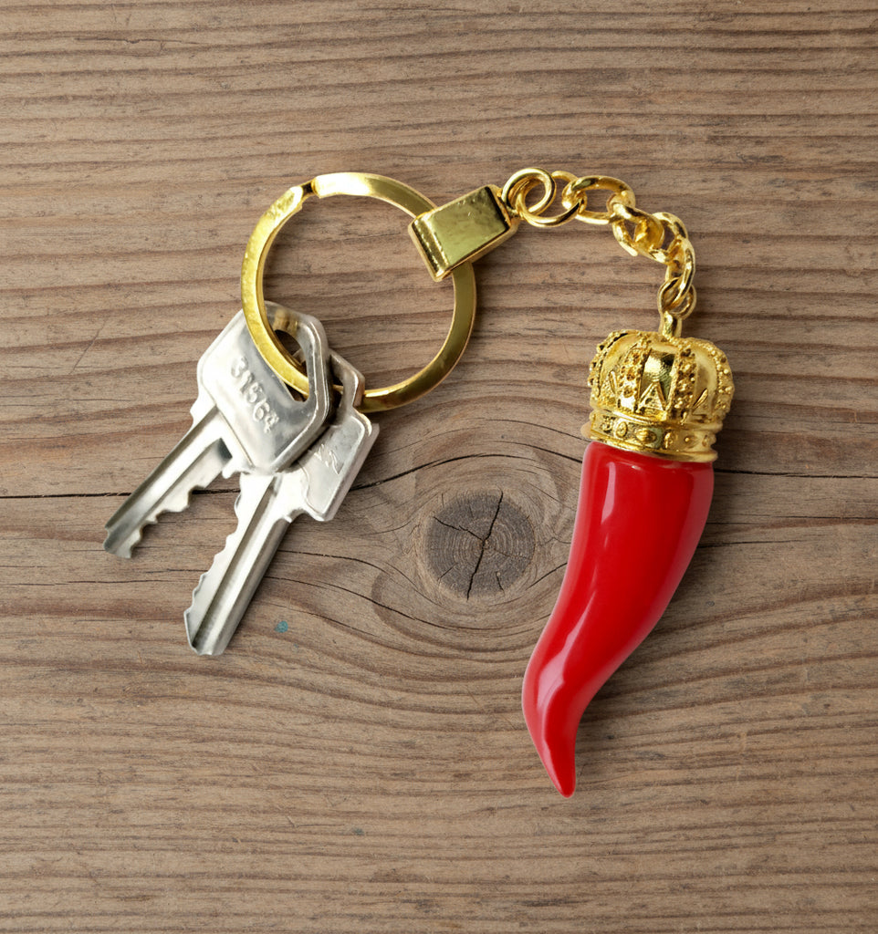 Italian Horn Keychain - Red with Gold Chain – P.S. I Love Italy