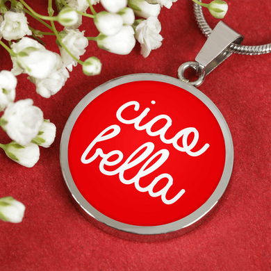 Ciao Bella with Red Circle Pendant Necklace