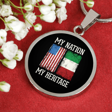 Italian My Nation My Heritage With Circle Pendant Necklace