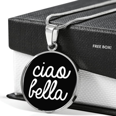 Ciao Bella with Black Circle Pendant Necklace in Gold & Stainless Steel