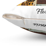 Florence II White Cityscape Throw Pillow — Italian Ponte Vecchio Decorative Pillow