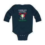 God Sent Me Nonna With Heart Long Sleeve Baby Onesie - PFY