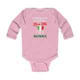 God Sent Me Nonna With Heart Long Sleeve Baby Onesie - PFY