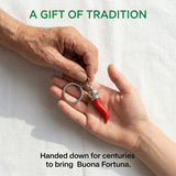Italian Horn Keychain - Red with Silver Chain