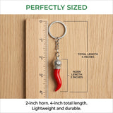 Italian Horn Keychain - Red with Silver Chain