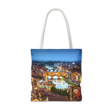 Florence II Cityscape Tote Bag — Ponte Vecchio Nightscape All-Over Print