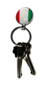 Italian Flag Circle Keychain in Silver - SALE