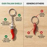 Italian Red Horn Chili Pepper with Silver Chain Keychain