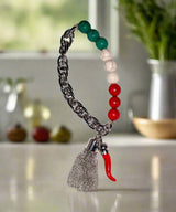 Italy Themed Silver Stone Beaded Bracelet
