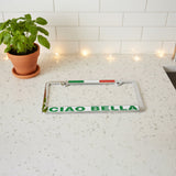 Ciao Bella License Plate Silver Frame with Flag