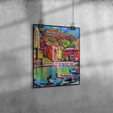 Cinque Terre Italy Art Poster Painting 11" x 14"