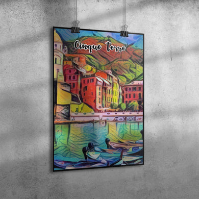 Cinque Terre Italy Art Poster Painting 12