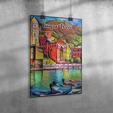Cinque Terre Italy Art Poster Painting 20