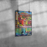 Cinque Terre Italy Art Poster Painting 8" x 12"