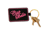 Ciao Bella Keychain - Black with Pink Embroidery - SALE