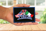 US Italia Flags Iron On Patch (Black) - SALE