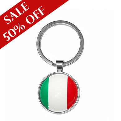 Italian Flag Circle Keychain in Silver - SALE