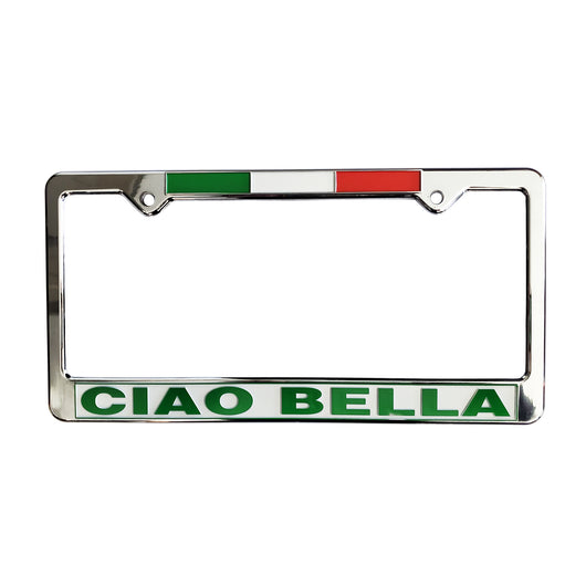 Ciao Bella License Plate Silver Frame with Flag