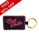 Ciao Bella Keychain - Black with Pink Embroidery - SALE