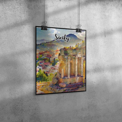 Sicily Italy Art Poster Painting 11