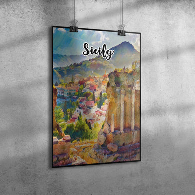 Sicily Italy Art Poster Painting 12