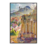 Sicily Italy Art Poster Painting 8" x 12"