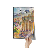 Sicily Italy Art Poster Painting 8" x 12"