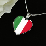 Italian Flag with Heart Pendant Necklace - SALE