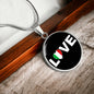 Italian Love With Black Circle Pendant Necklace
