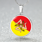 Sicilian Flag With Circle Pendant Necklace