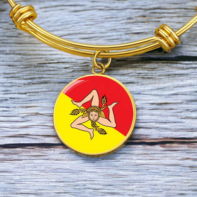 Gold Sicilian Flag With Circle Charm Bangle