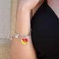 Sicilian Flag with Heart Charm Bangle in Stainless Steel & Gold option