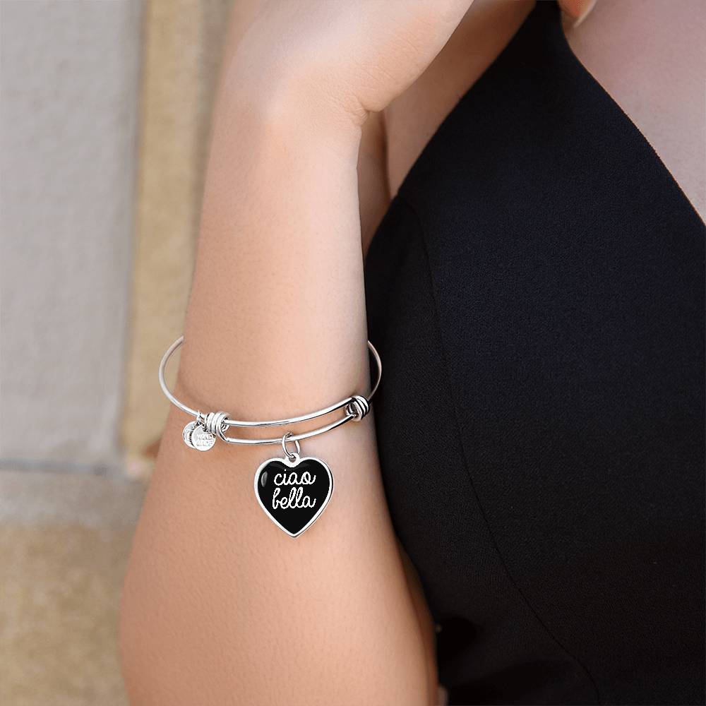 Ciao Bella with Heart Charm Bangle in Black