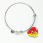 Sicilian Flag with Heart Charm Bangle in Stainless Steel & Gold option
