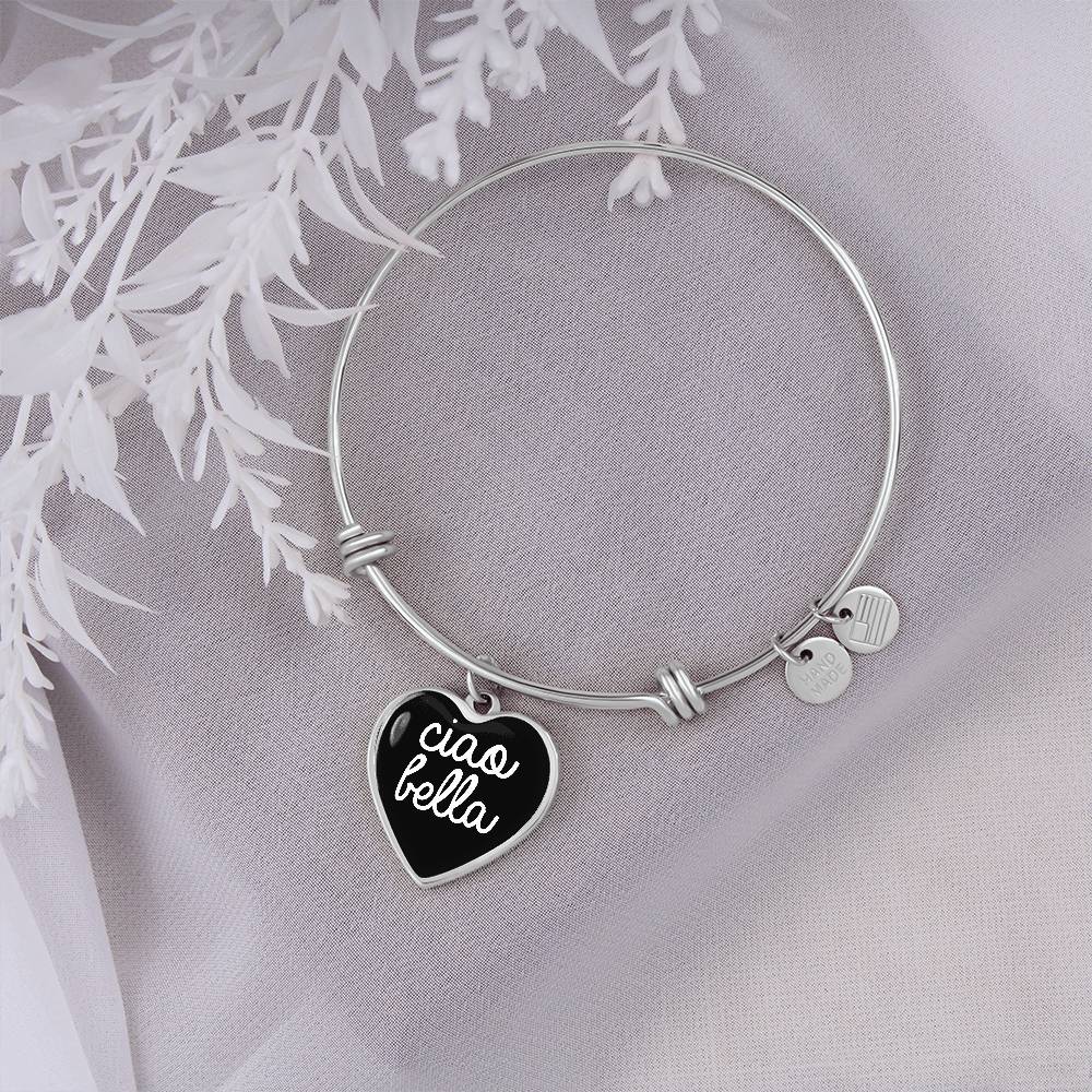 Ciao Bella with Heart Charm Bangle in Black