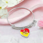 Sicilian Flag with Heart Charm Bangle in Stainless Steel & Gold option