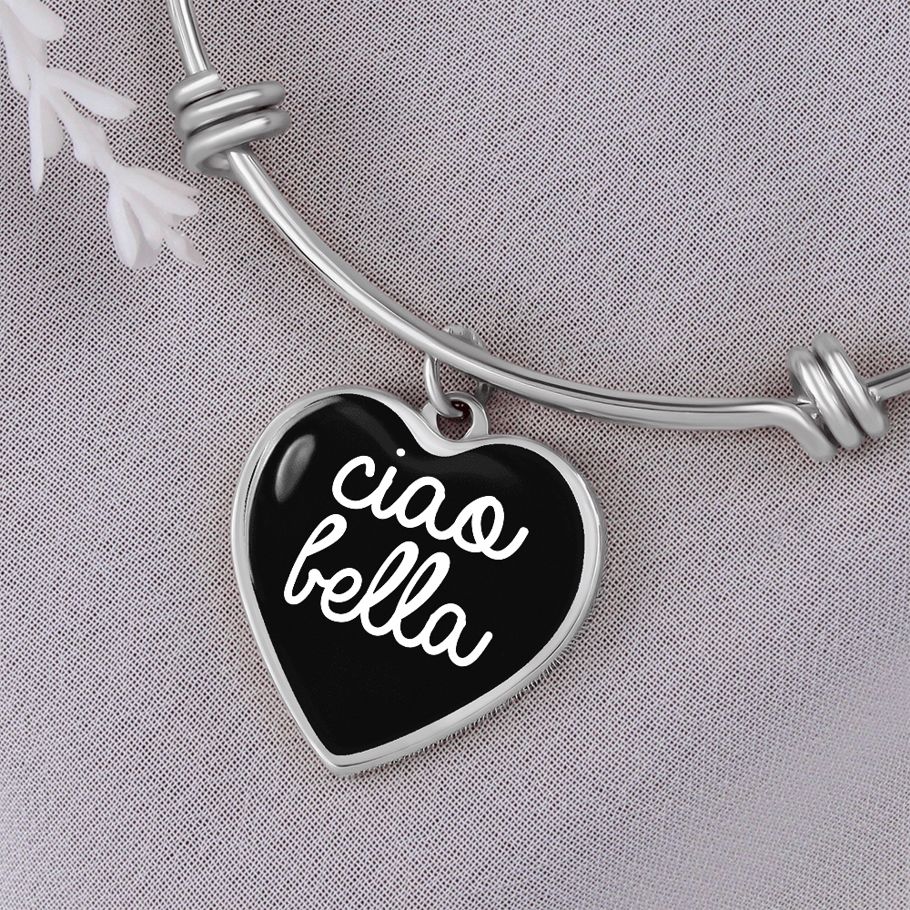 Ciao Bella with Heart Charm Bangle in Black