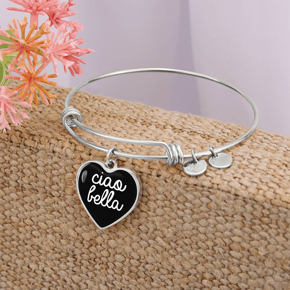 Ciao Bella with Heart Charm Bangle in Black