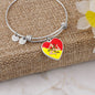 Sicilian Flag with Heart Charm Bangle in Stainless Steel & Gold option