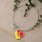 Sicilian Flag with Heart Charm Bangle in Stainless Steel & Gold option