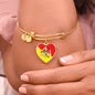 Sicilian Flag with Heart Charm Bangle in Stainless Steel & Gold option