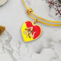 Sicilian Flag with Heart Charm Bangle in Stainless Steel & Gold option