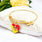 Sicilian Flag with Heart Charm Bangle in Stainless Steel & Gold option