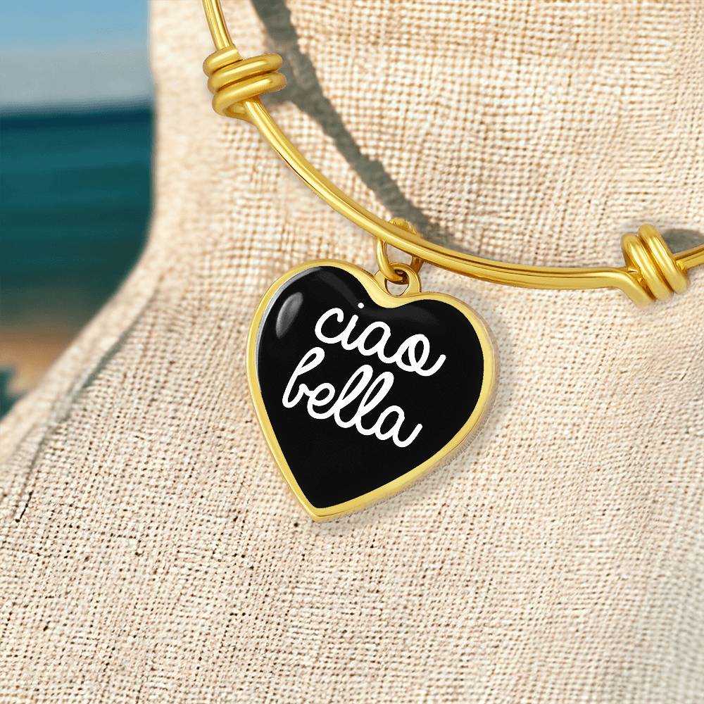 Ciao Bella with Heart Charm Bangle in Black