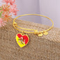 Sicilian Flag with Heart Charm Bangle in Stainless Steel & Gold option