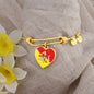 Sicilian Flag with Heart Charm Bangle in Stainless Steel & Gold option