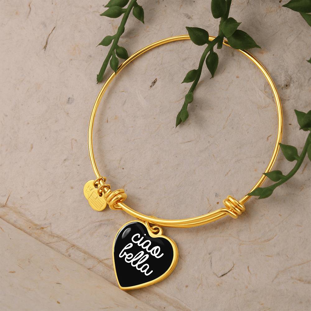 Ciao Bella with Heart Charm Bangle in Black